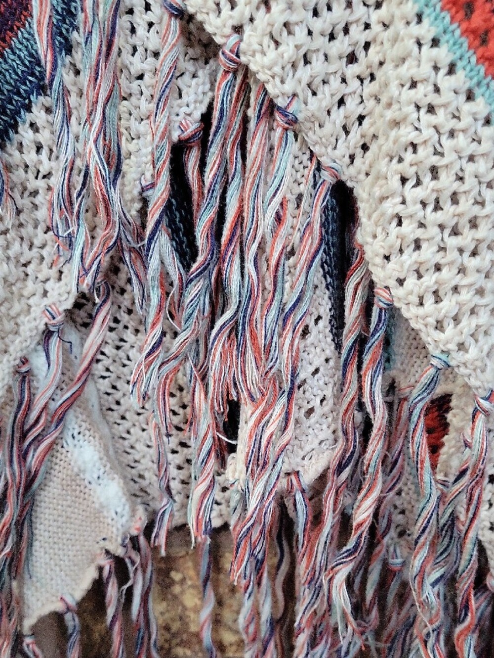 Bellaini Boho Fringe Open Front Waterfall Knit Cardigan Sweater Large - Picture 6 of 9